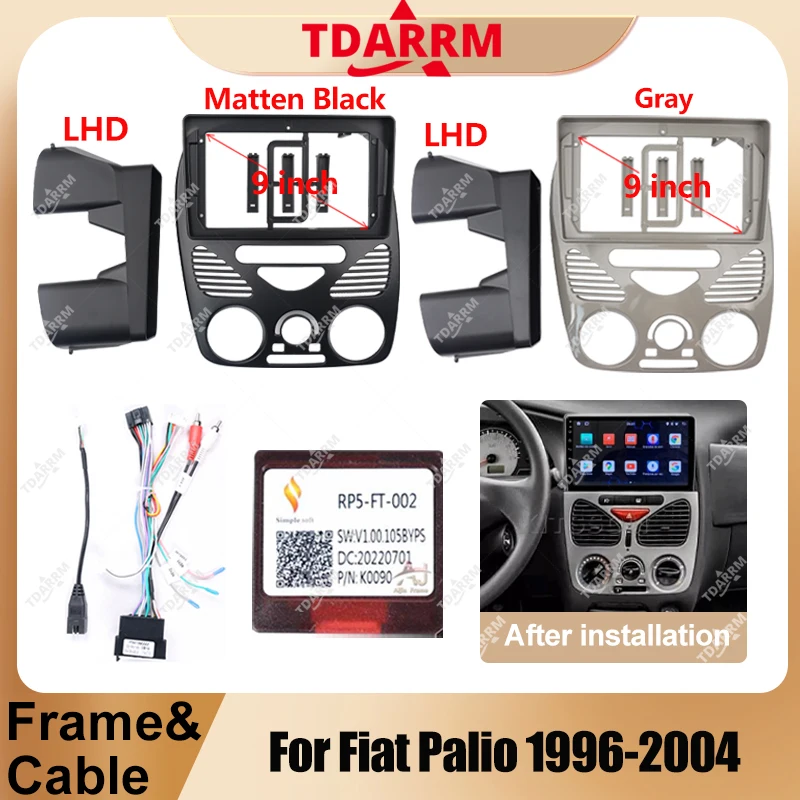 TDARRMFor Fiat Palio 1996-2004 9 polegadas LHD rádio do carro android fáscia multimídia cd mp5 vídeo Áudio estéreo painel quadro chicote de cabos