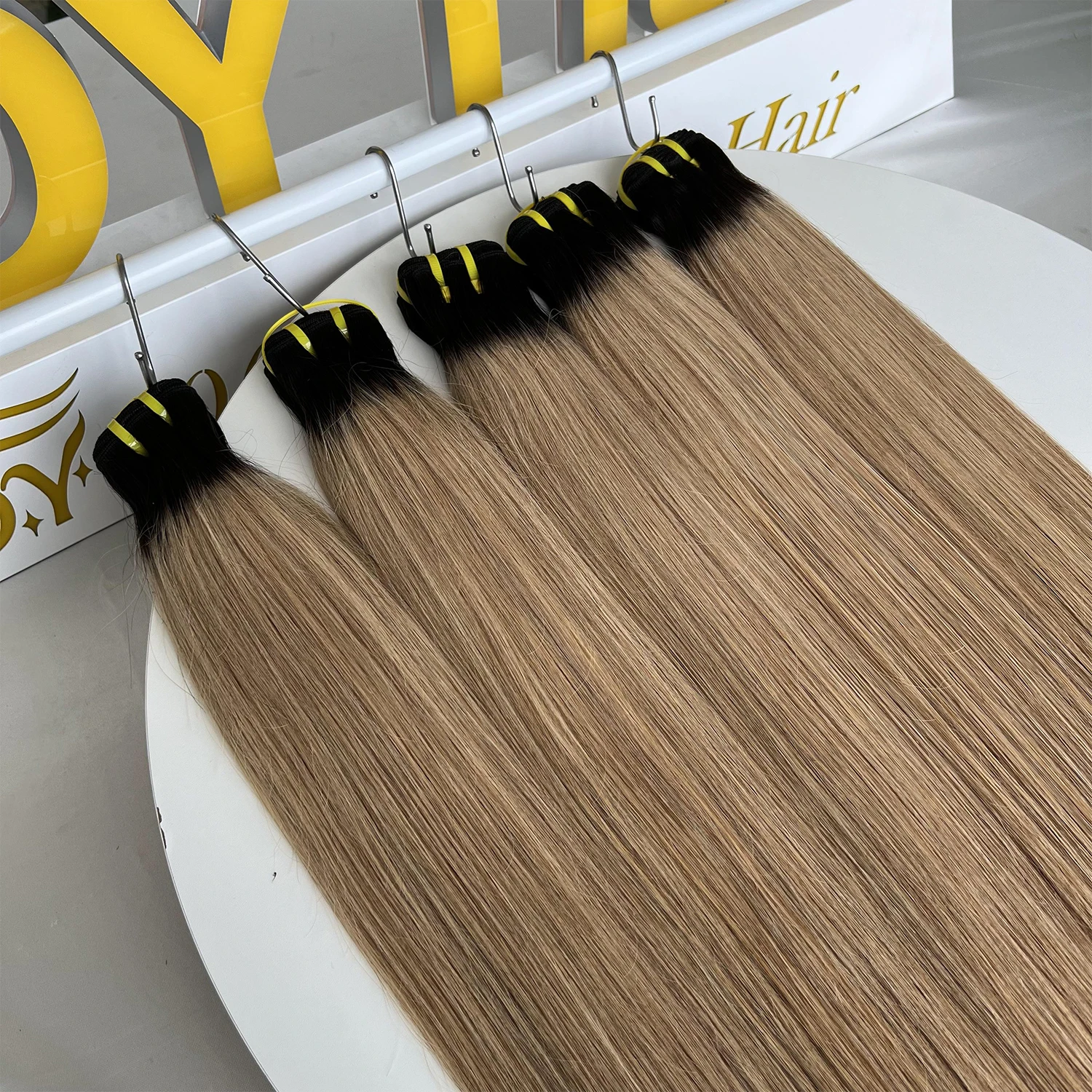 Extensiones de cabello humano 100% liso SWANEE, paquetes rectos de cabello vietnamita # Venta al por mayor de doble trama de extensiones de cabello crudo de color 1BT27