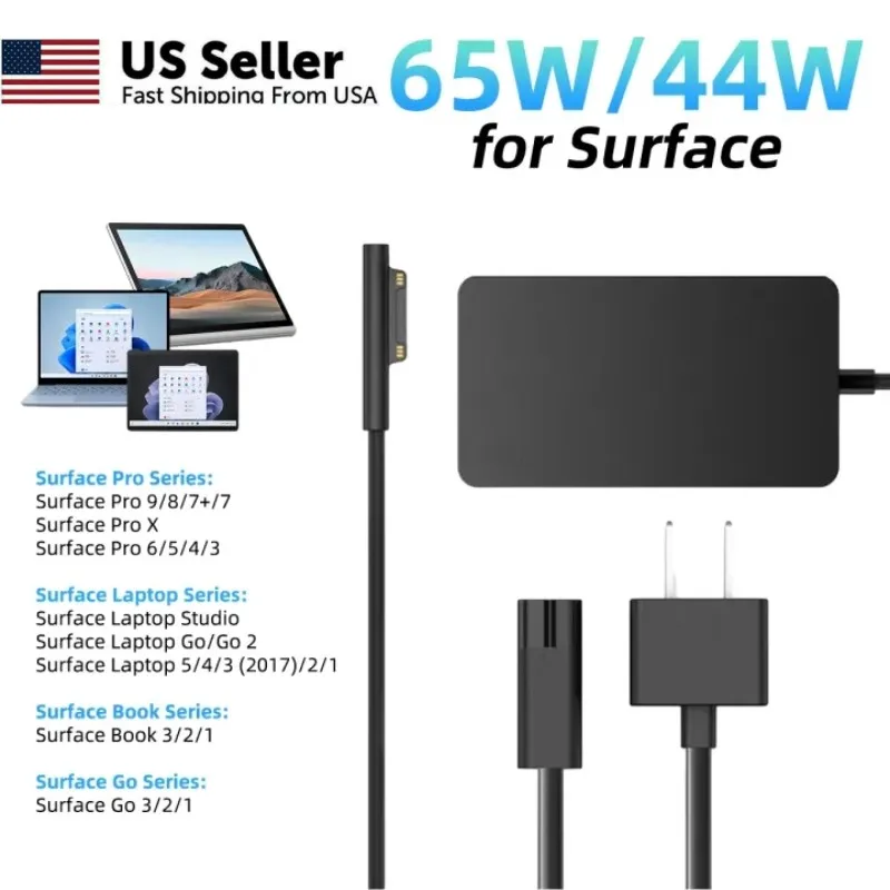 

65W Microsoft Charger Power Supply For Microsoft Surface Pro 11/9/8/7/6/5/4/3/X