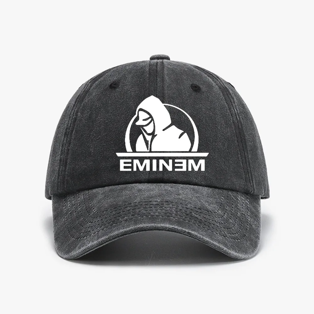 

Men's Rap Eminem Baseball Cap Unisex hip hop caps Vintage style Washed Soft top denim hat Adjustable Dad Caps