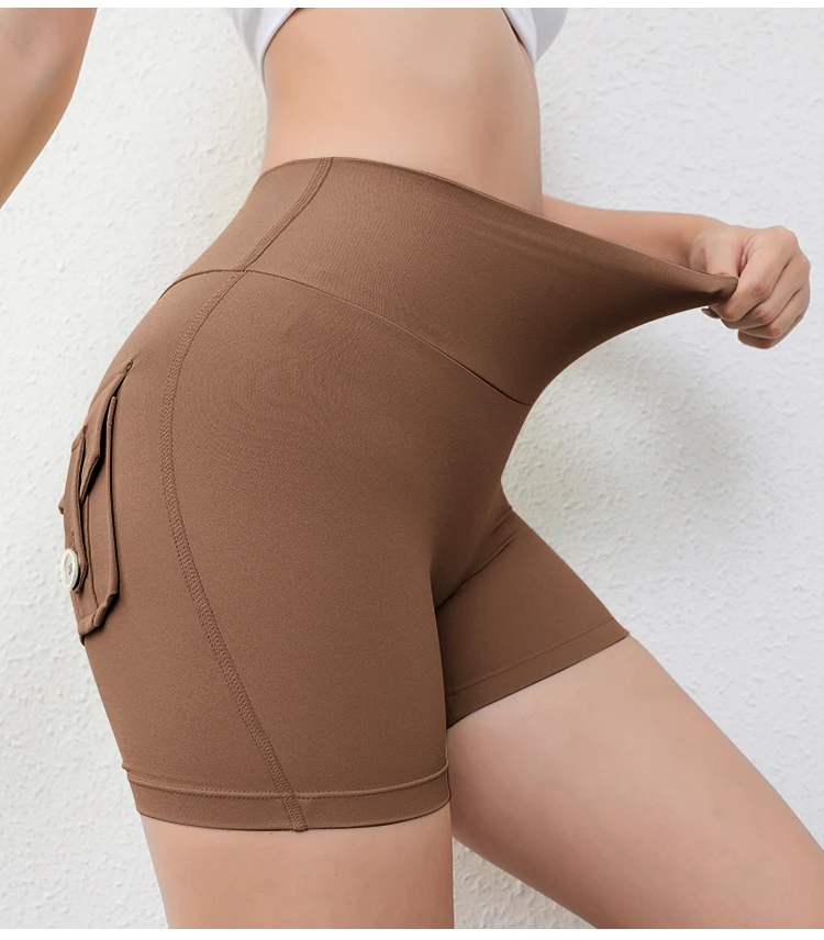 Women Sports Fitness Shorts Scrunch Butt Tummy Control Workout Yoga Shorts for Women Casual Yoga Shorts With Pockets image 3
