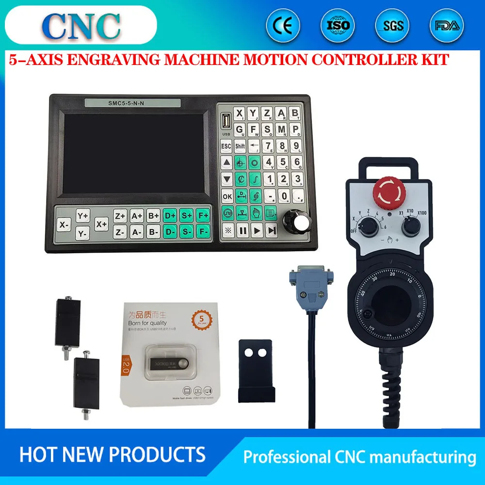 Special offer 5-axis offline CNC controller set 500KHz motion control system 7-inch screen 6-axis emergency stop handwheel SMC5