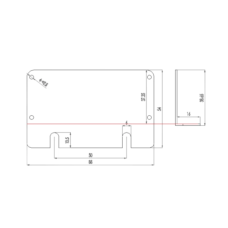 バッテリー回路基板シェル用アルミニウムプロファイル,合金ベース用,120x88x38mm