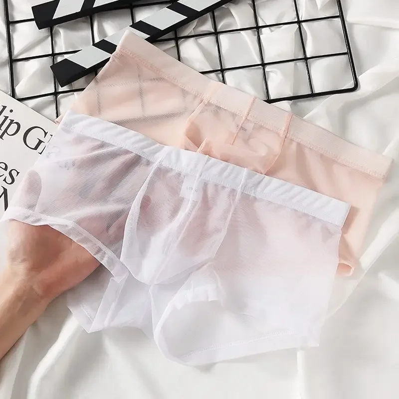 2pcs Handmade Man's Breathing Half Sheer Light Weight Thin Panty Harajuku BF Gifts LGBQT Group Fkk