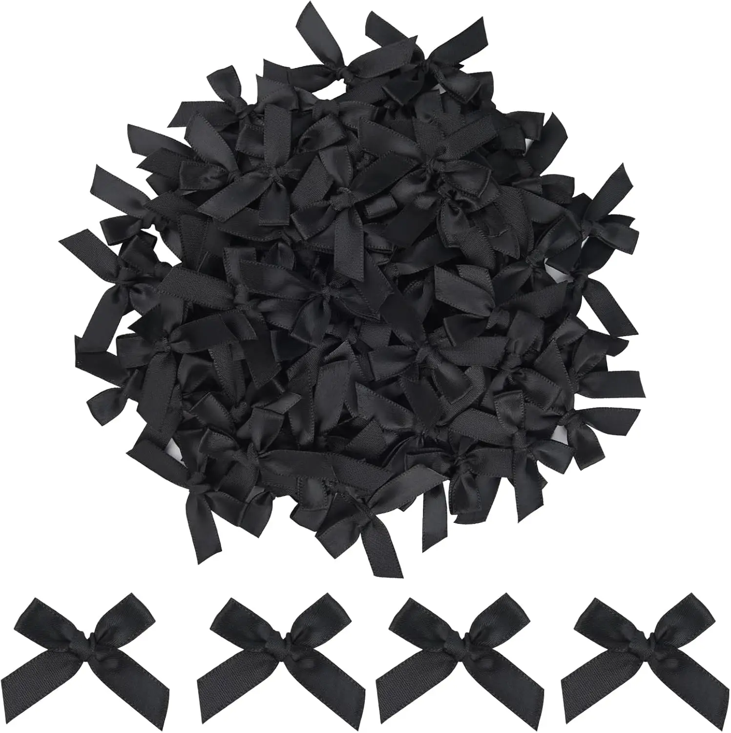 أقواس شريطية صغيرة للحرف اليدوية، قوس شريط صغير من الساتان، ملحقات خياطة ملونة لتغليف هدايا مخبز الزهور