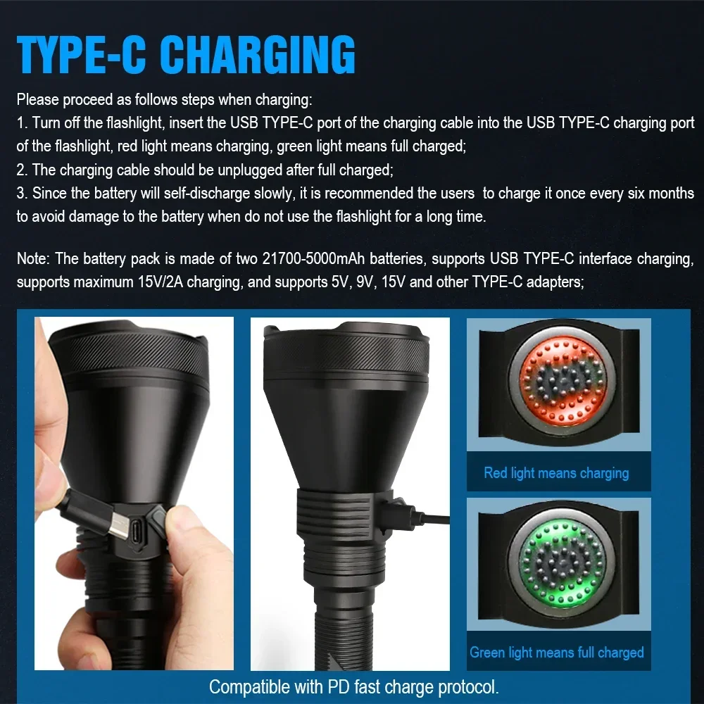 Ultra Tactical LED Flashlight LMNS SBT-90 4800LM High Power Rechargeable Military Torch Light for Hunting Self-Defense Camping