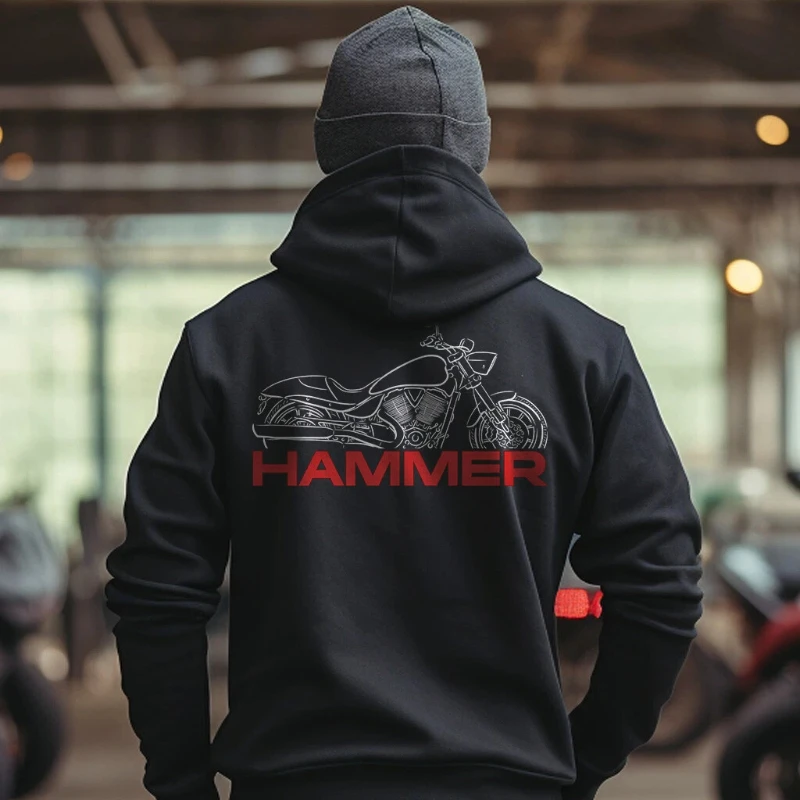 

2025 Autumn and Winter Victory Hammer Motorcycle Hoodie for Cruiser Riders High-end Luxury Is for Both Men and Women Top Y2k