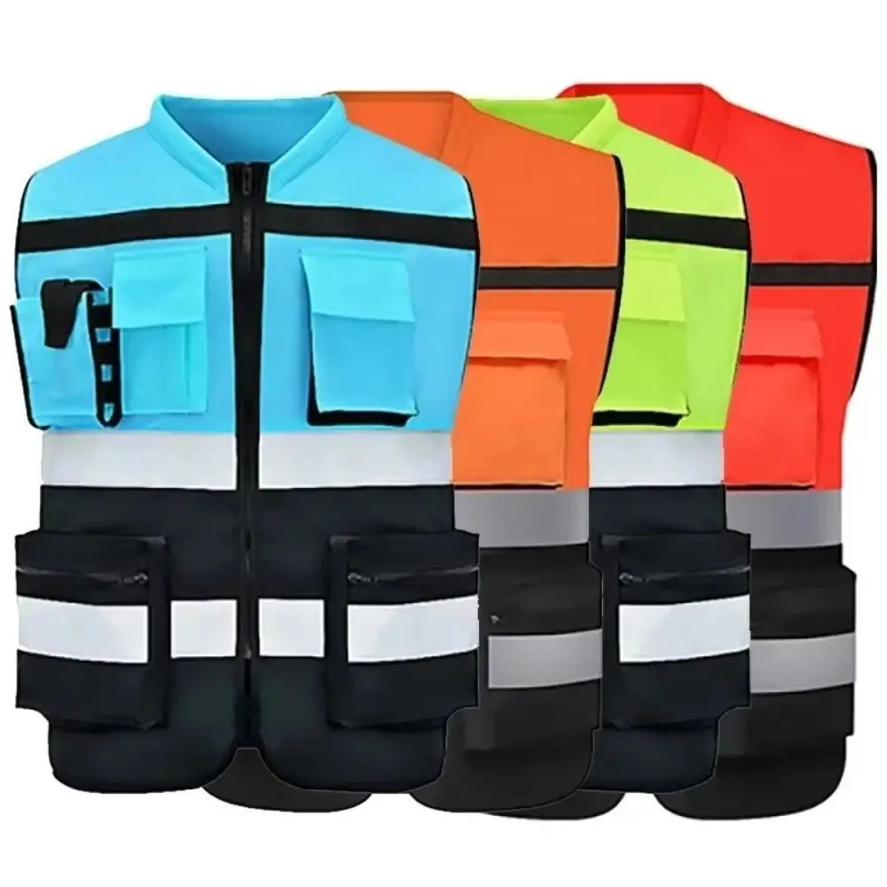 High Visibility Reflective Vest Warning with Pocket Construction Clothes One Size Security Safety Running Gear Cycling