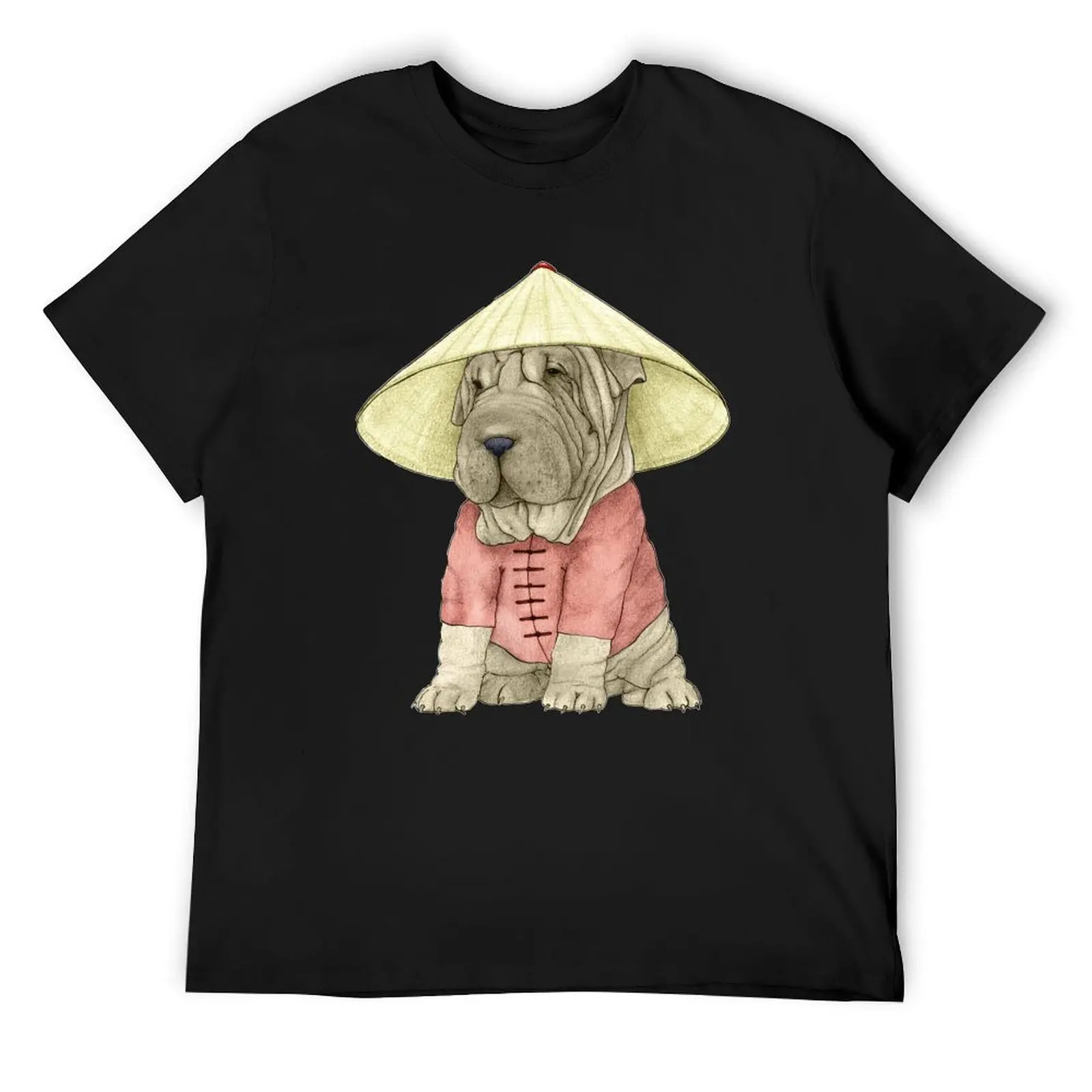 Shar Pei on The Great Wall T-Shirt vintage clothes vintage t shirts new edition graphic shirts fitted t shirts for men