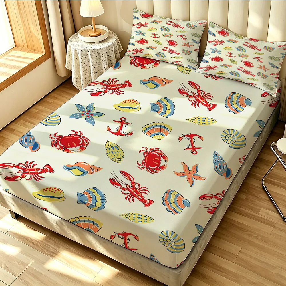 3pcs(1 duvet cover + 2 pillowcases, coreless)with a marine life pattern and available in multiple sizes