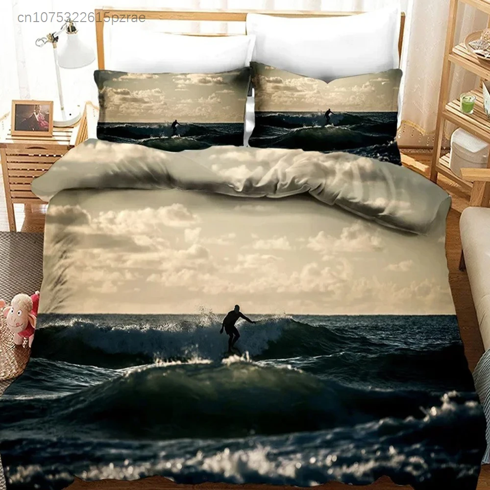 Home Fashion Textiles - Beach Surfing Bedding Set Scenery Comforter