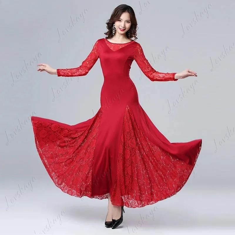 New Ballroom Dance Modern Dance Lace Maxi Dress Competition Dress