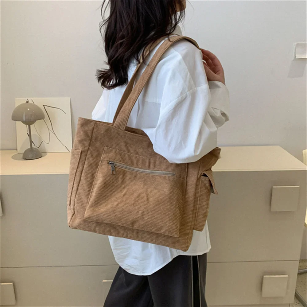 Useful Leisure Corduroy Shoulder Bag New Simple And Versatile Women Tote Bag Handbag