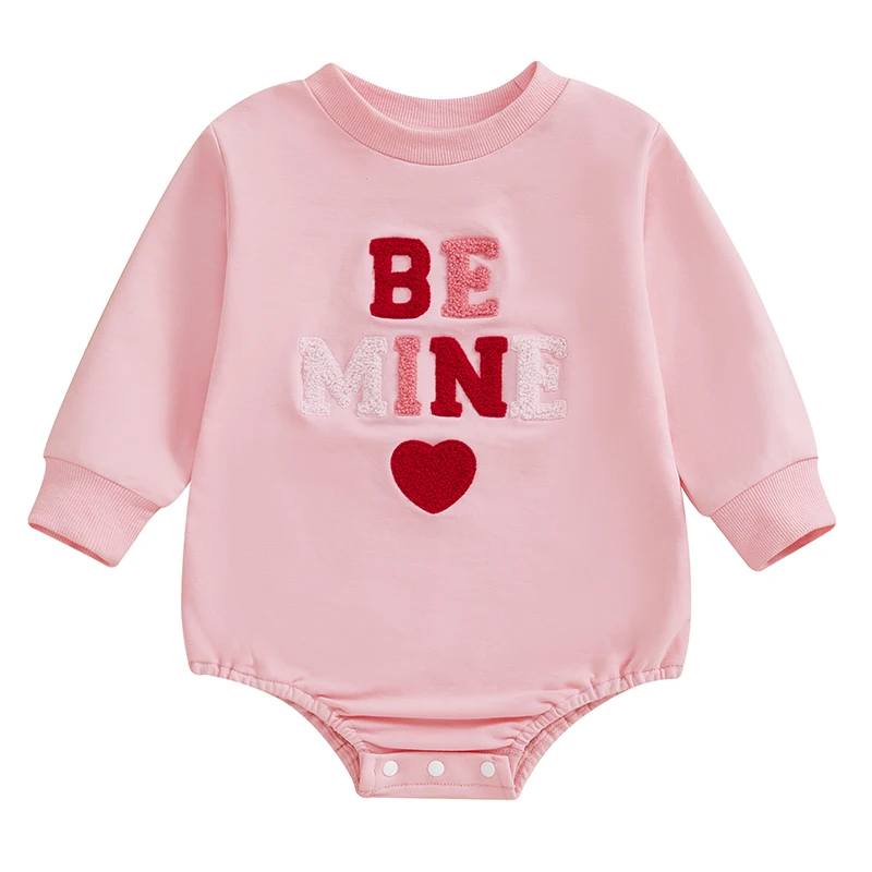 Baby Girls Sweatshirts Rompers Valentine s Day Clothes Letter Heart Embroidered Long Sleeve Fall Bodysuits Jumpsuits