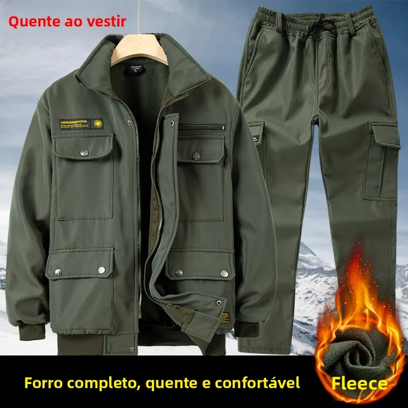 men's-winter-workwear-camouflage-fleece-lined-thick-outdoor-building-labor-protection-uniform-set-waterproof-warm-work-clothes
