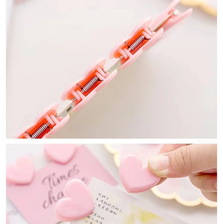 3 pcs Cute Heart Modelling Clip Stationery Clip Hand Account Clip Small Clip Decorative Paper Binder Clips