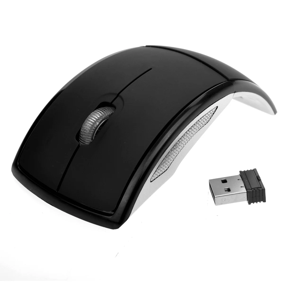 

Ultra-Thin 2.4ghz Folding Wireless Mouse Black Durable Plastic Metal Plug Play 10m Range Ergonomic Arc Design Folding Arc Mouse