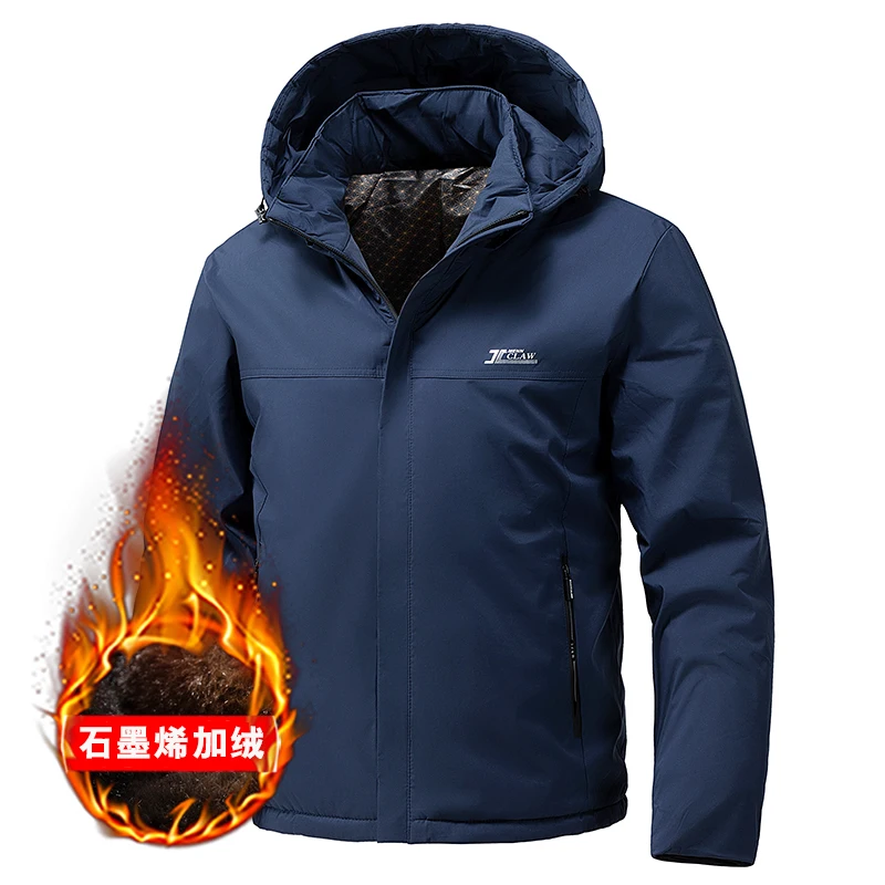

Brand Windproof Outwear Hat Parkas Jacket Male Thermal Padded Coats Outdoor Classic Windbreaker Hooded Jackets Men Clothing