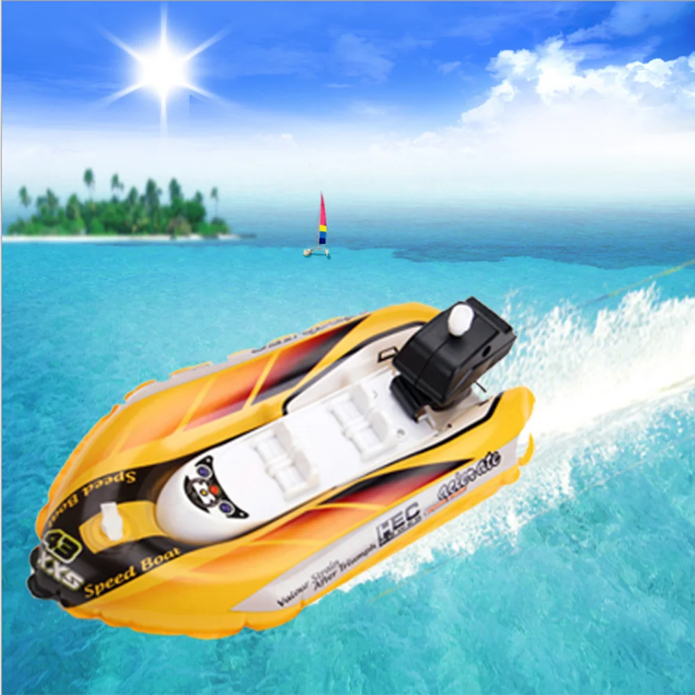 Inflatable Speed Boat Wind Up Toy Float In Water Kids Toys Clockwork Ship Toy Baby Bath Toy Water Play Game for Children Boy Toy