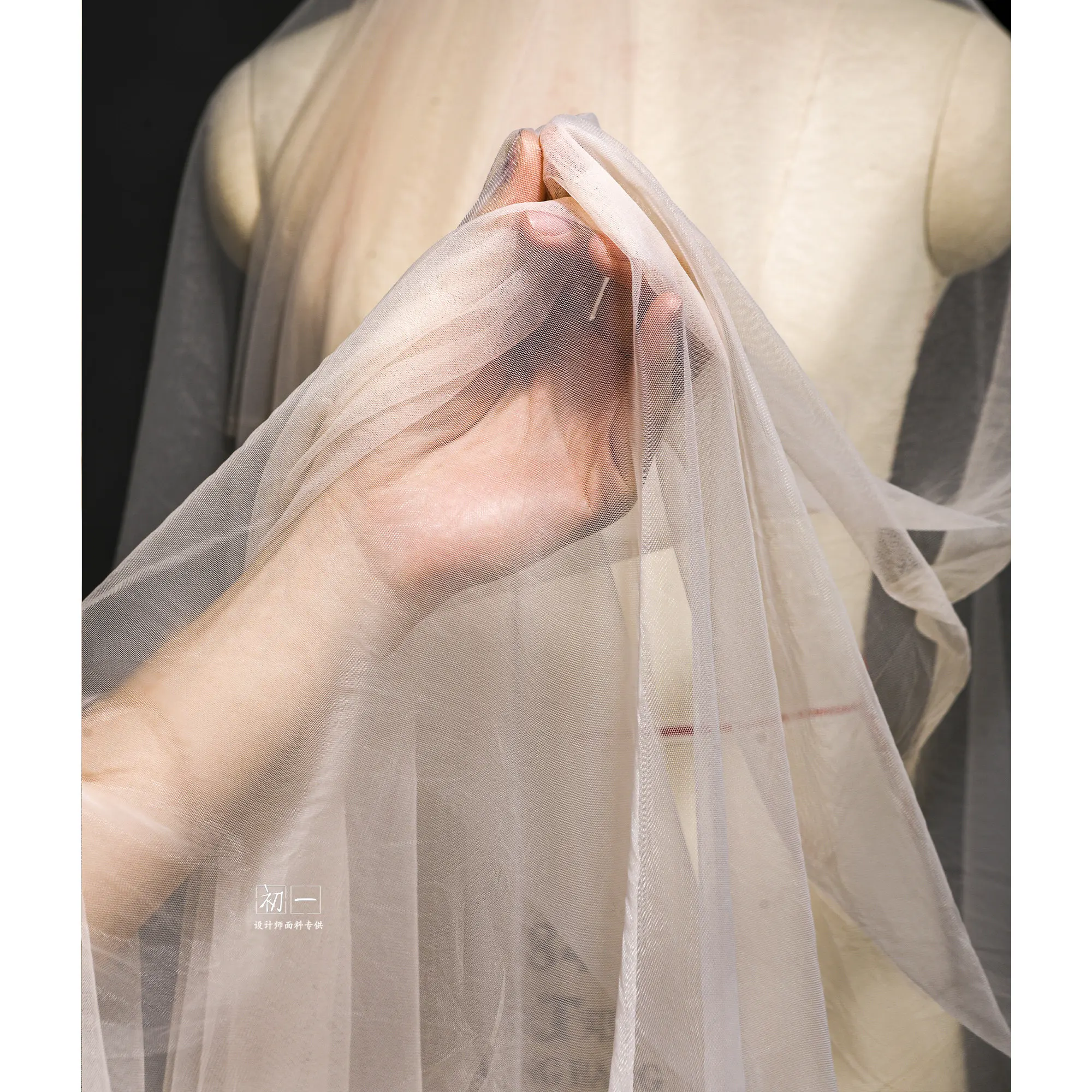 Light Apricot-Colored Soft Mesh Gauze Transparent Soft Performance Dress Wedding Dress Wedding Clothing Designer Fabric