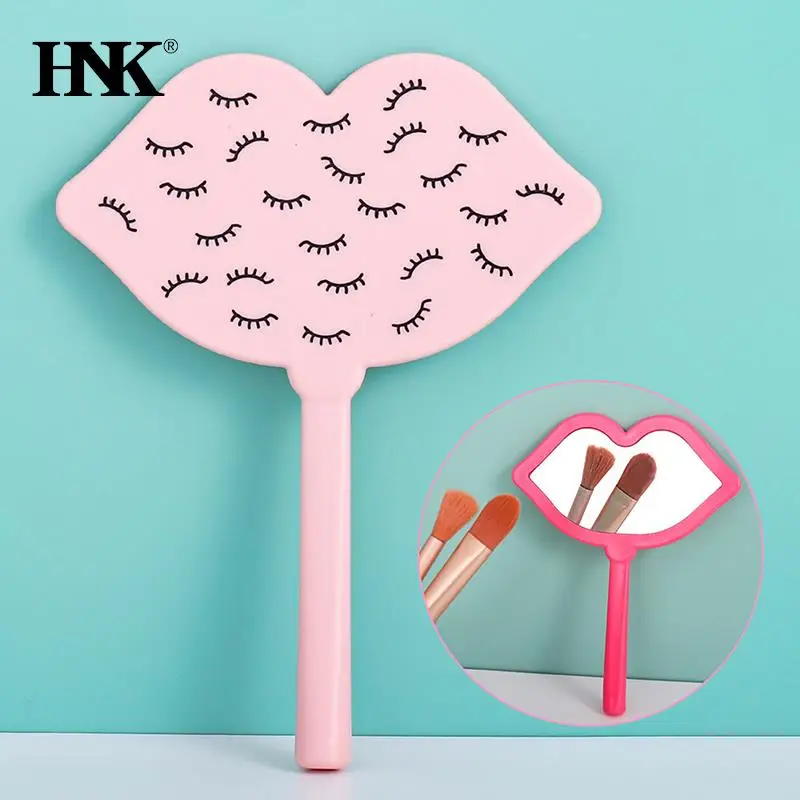 1pc Handheld Makeup Mirror Portable Small Square Mirrors With Handle Creative Design Travel Essentials