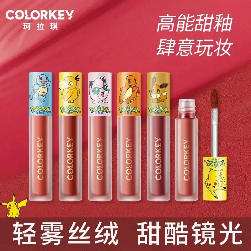 

Pokemon Colorkey Genuine Co-branded Girl Air Velvet Mirror Lip Glaze Lipstick Set Cartoon Fashion Cosmetics Gift for Girlfriend