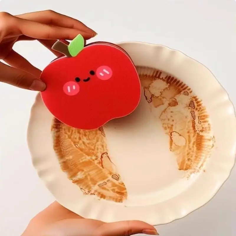 1/4 قطعة شكل الفاكهة لطيف سميكة الإسفنج غسل الصحون مسح منشفة المطبخ المنزلية وعاء فرشاة طبق الإسفنج تنظيف أداة