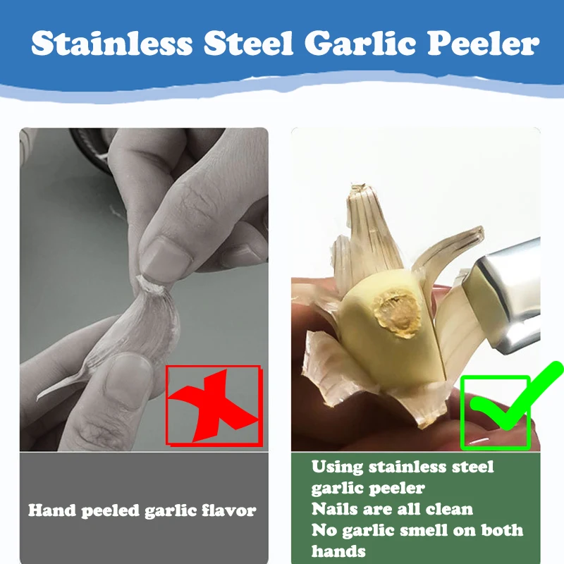 3PCS Stainless Steel Garlic Peeler Quickly Garlic Peeling Pig Hair Plucking Clip Manual Tweezers Gadgets Kitchen Accessories