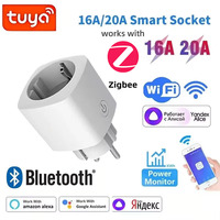 1PCS Zigbee 3.0 WiFi Smart Plug EU Socket Timer Adaptor Outlet 16A/20A Power Monitor APP Voice Control Tuya Alexa Google Alice