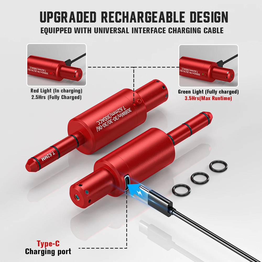 Tactical Dual-purpose Magnetic Suction 22LR 9mm 7.62x39 12GA Laser Training Bullet Red Dot Bore Sight Laser Dry Fire Snap Caps