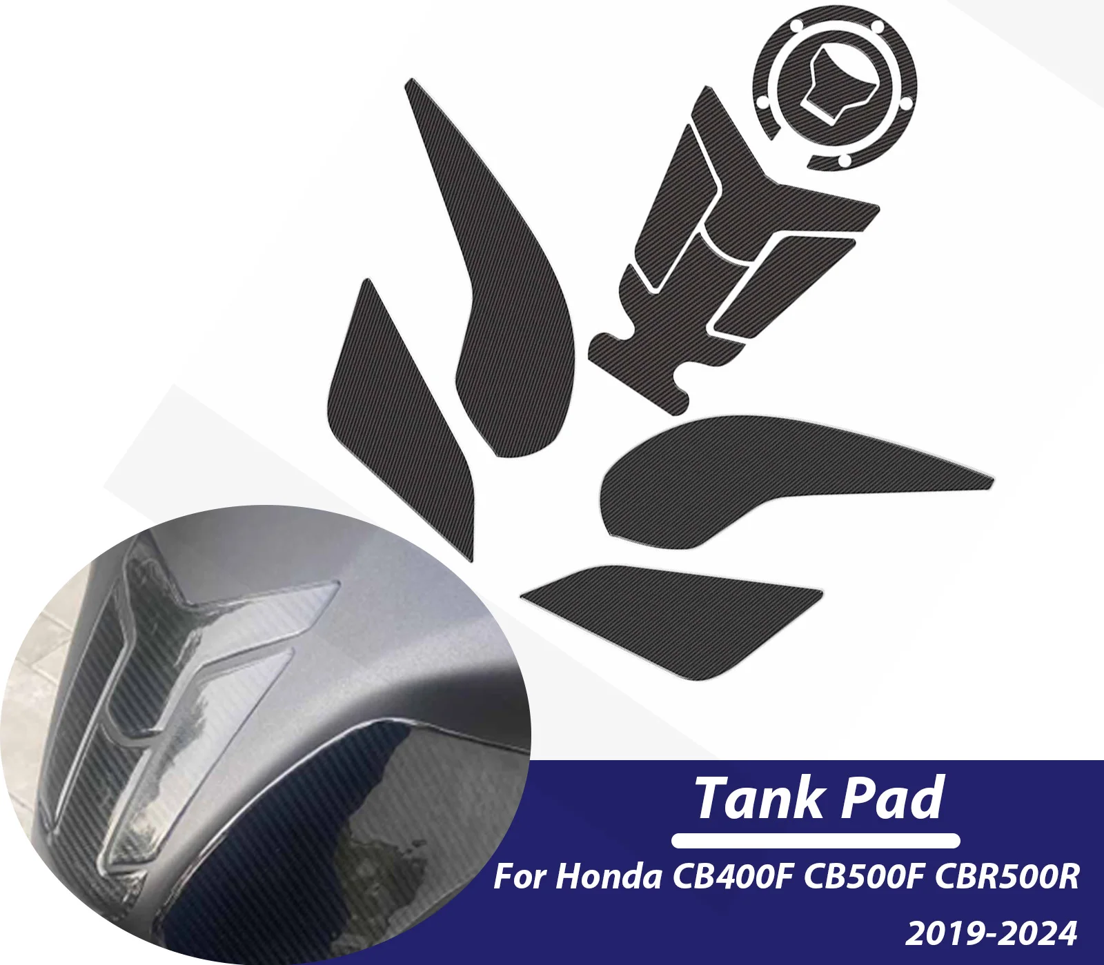 

Motorcycle Tank Pad Stickers Gas Protector For Honda CB400F CB500F CBR500R 2019-2024 Kit Knee Protection Sticke Accessories ﻿