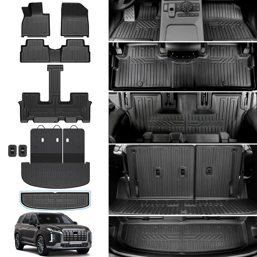 

Mats for 20202024 2025 Hyundai Palisade 7 8 Passenger, Trunk Mat with Seat Back Cover and Lower Cargo Mat All Weather Interior P