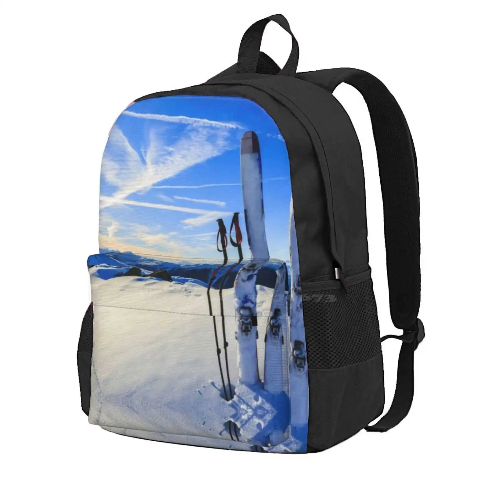 

Ski Mountain Scene Hot Sale Schoolbag Backpack Fashion Bags Snowy Mountain Skiis Skiing Skis Ski Scene Snow Scene Mountains