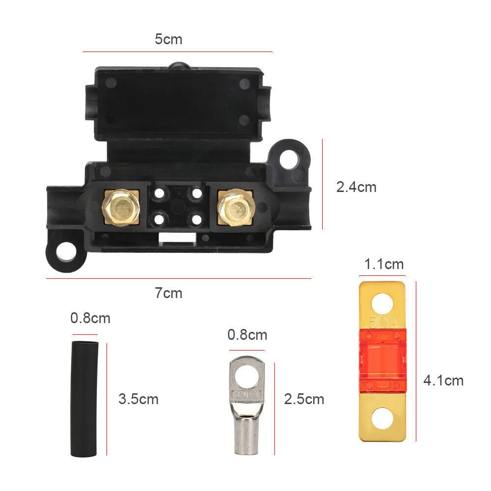 100A 50A Midi Fuse Holder Kit 4 ANS 7 x 50 AMP Fuses to suit Redarc BCDC Dual Battery Car Accessories For Camping Marine Caravan