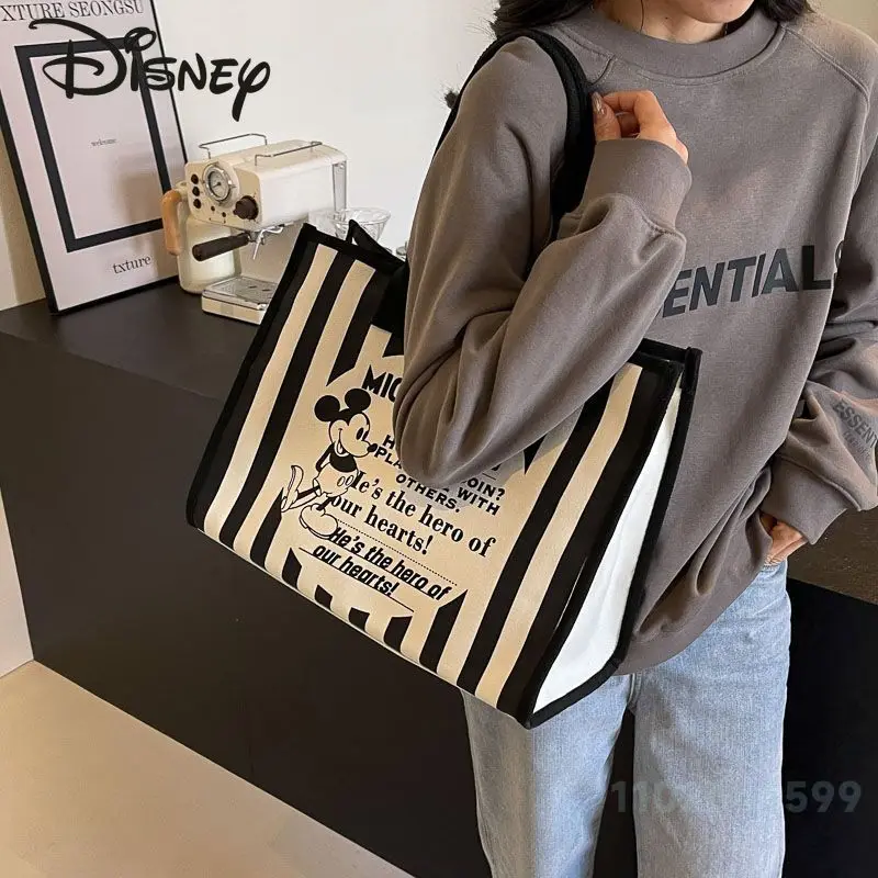 Disney New Women's Handbag Fashionable High Quality Women's Shoulder Bag Cartoon Versatile Large Capacity Girl Shopping Bag