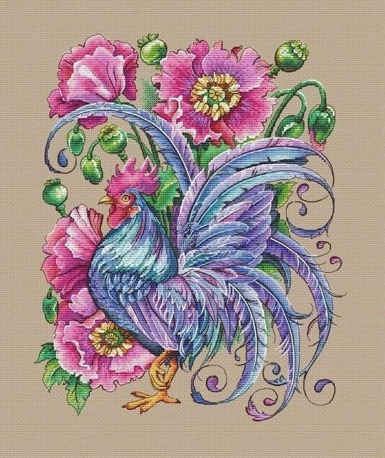 Quality Beautiful Counted Cross Stitch Kits Embroidered Home Decoration Flower Rooster 36-42