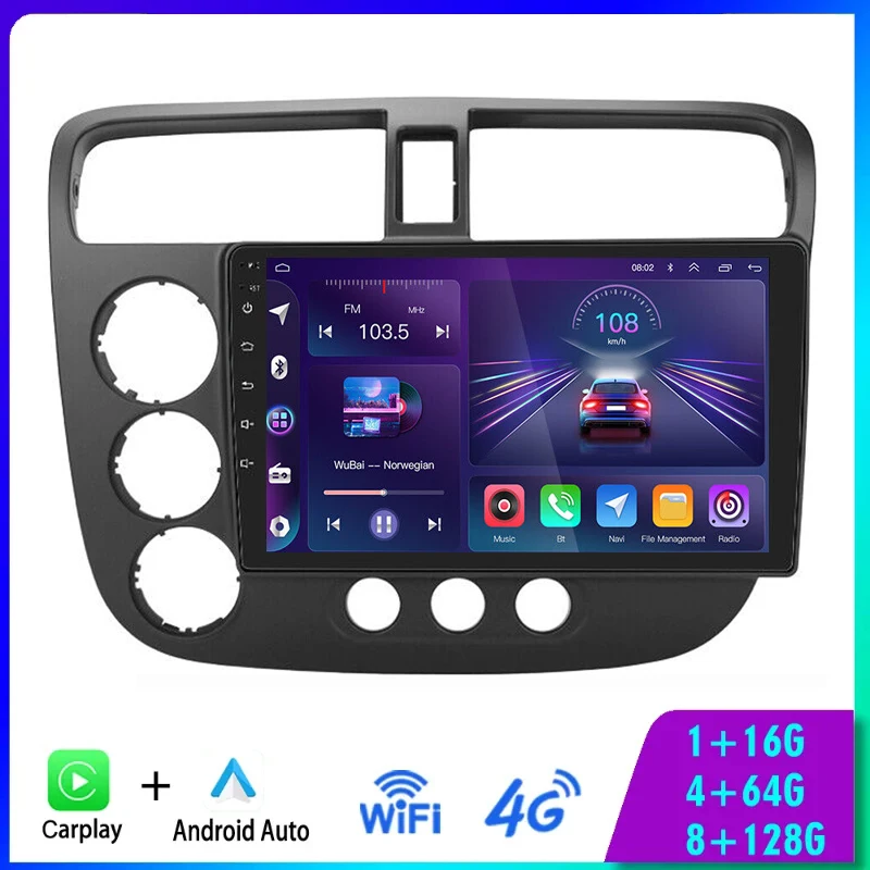 

2Din Android 13 Car Radio Multimidia Video Player For Honda Civic 2000-2005 2006 GPS Navigation 4G Carplay Auto Stereo Head Unit