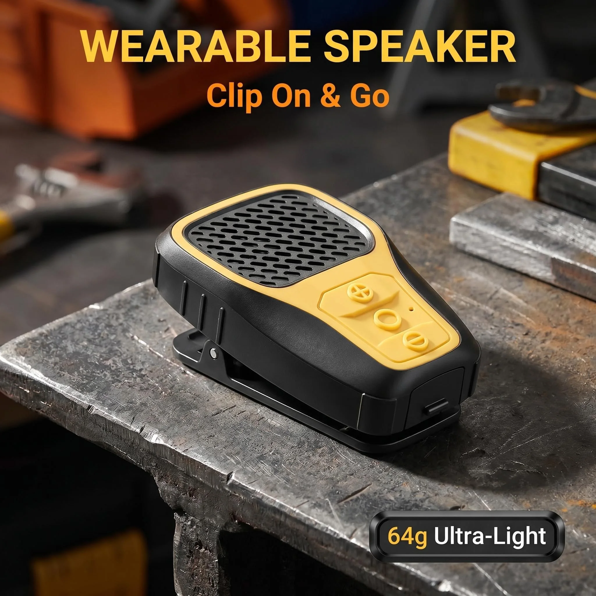 Mini Altavoz Bluetooth con Clip, Llamadas Manos Libres, Micrófono con Cancelación de Ruido, Resistente al Agua IP67, Ideal para el Gimnasio, Música/Llamadas Manos Libres