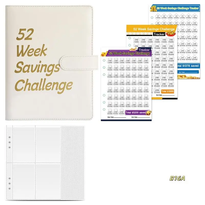52 Week Money Saving Challenge Binder,Money Saving Binder With Savings Challenges Book And Cash Envelopes, White Easy Install