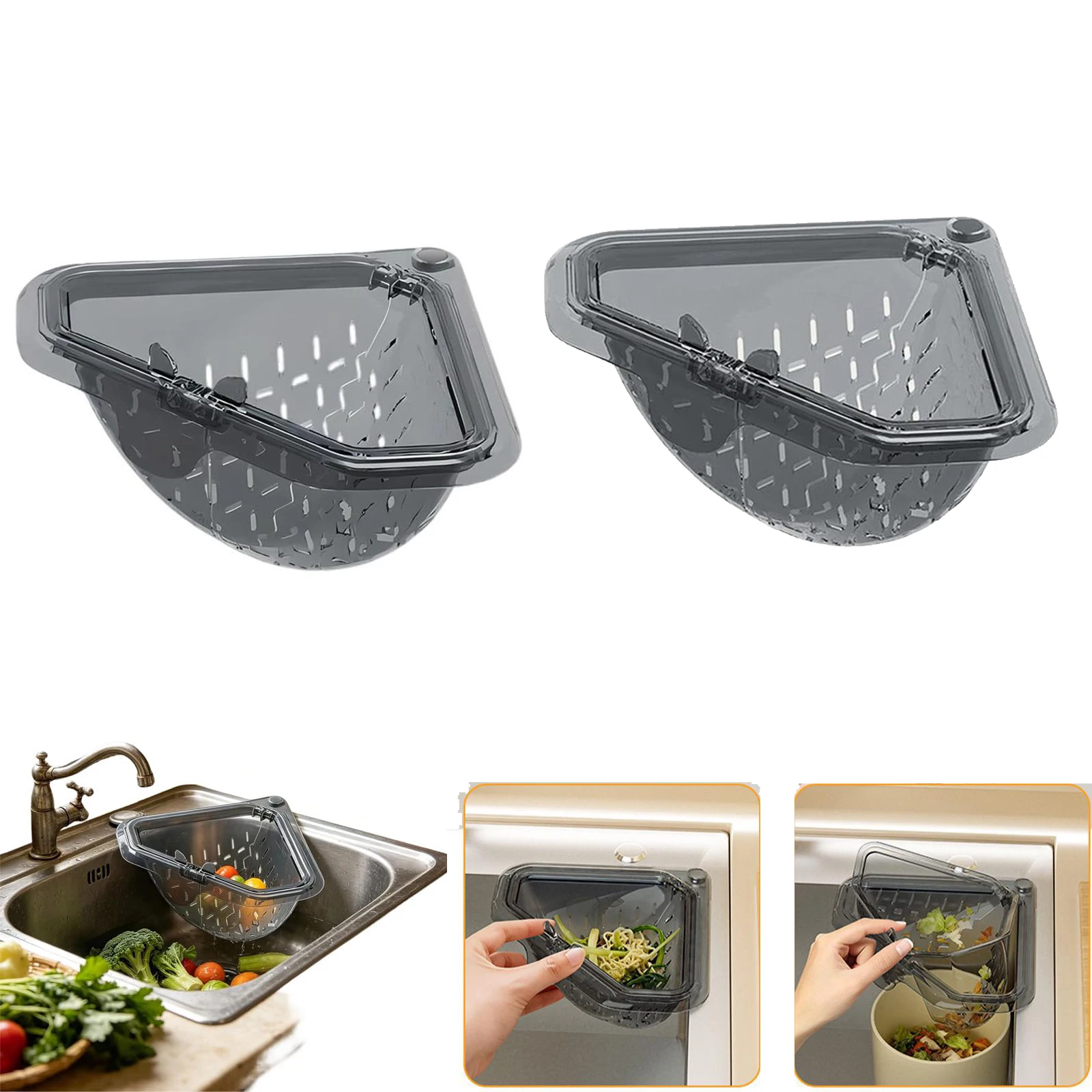 Kitchen Sink Filter Basket Food Catcher Basket Magnetic Triangular Drain Basket Sink Kitchen Gadgets Sink Corner Hanging Drain