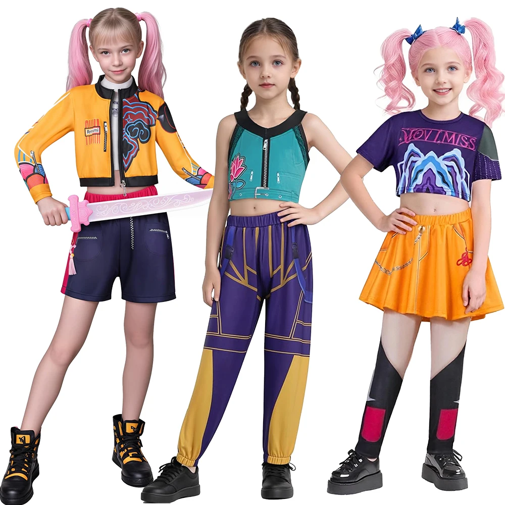 

Girls Zoey Cosplay Girl Group Rumi Kids Costume Mira Outfit Favorite Stage Performance Clothes Halloween Animated Movie Dress Up