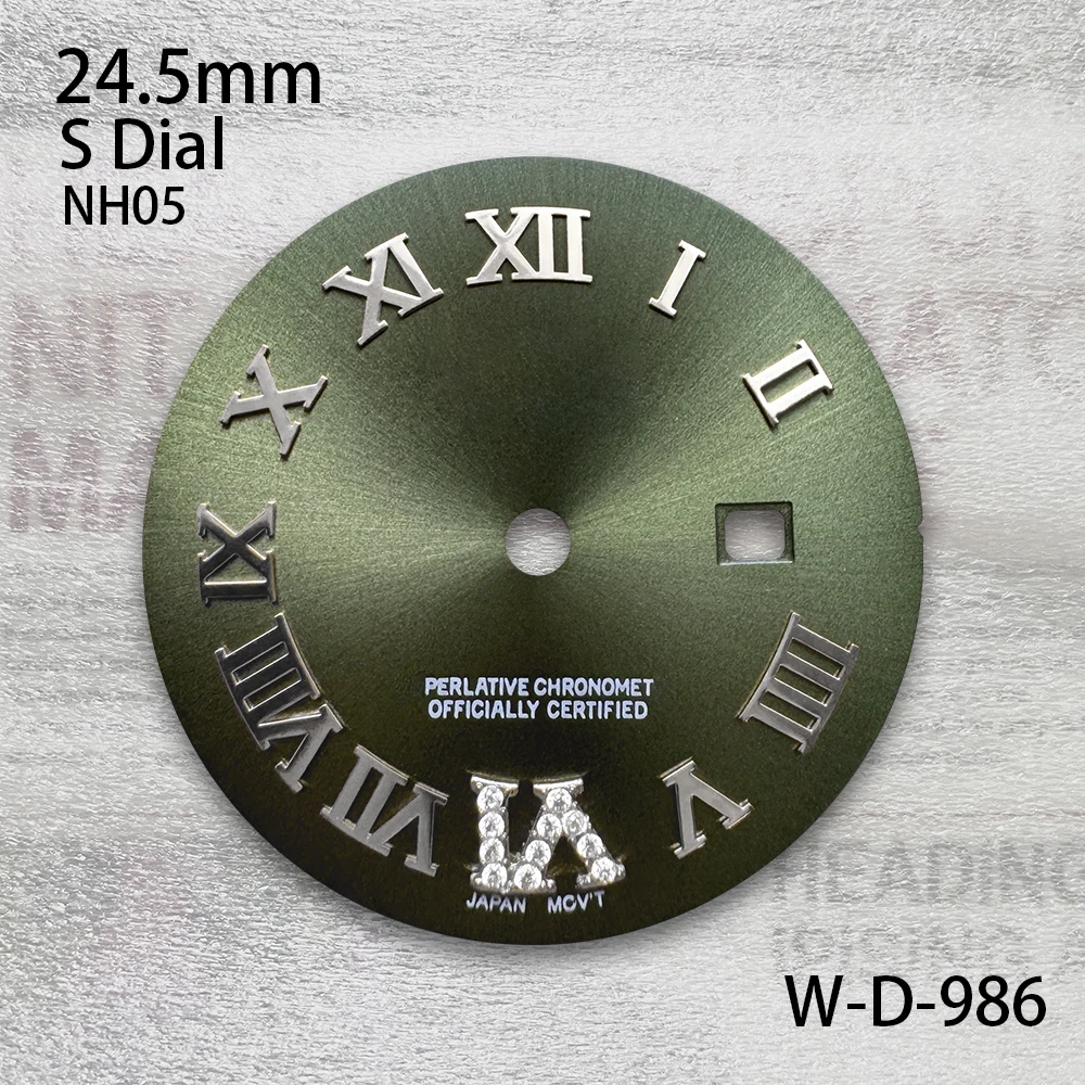 Esfera de diamante con logotipo S de 24,5mm, compatible con movimiento NH305, accesorios de modificación de reloj Sunray de alta calidad para mujer