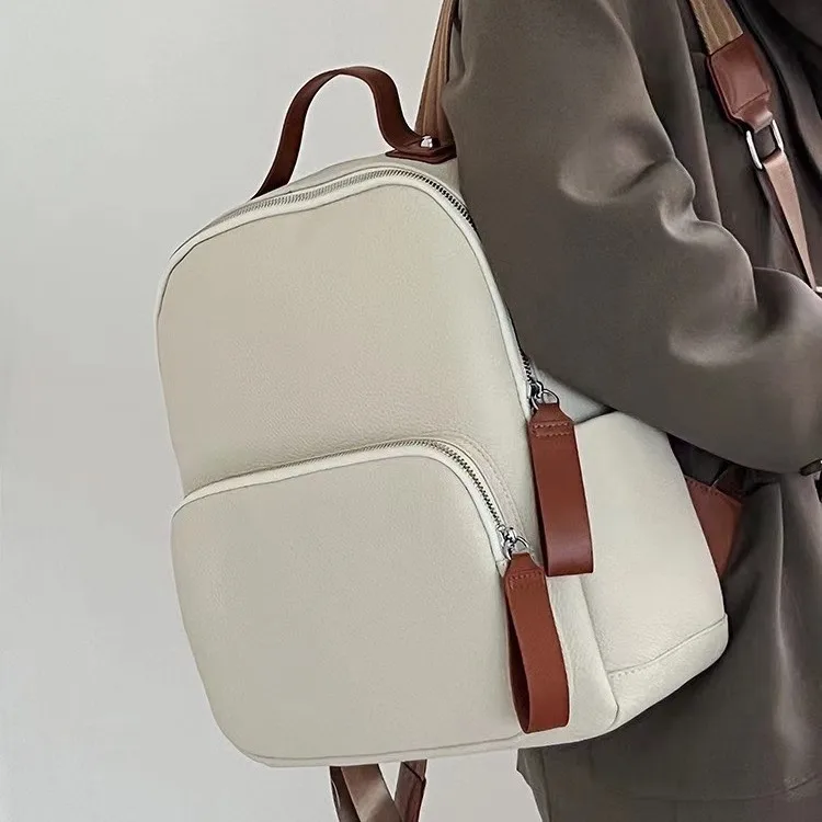 2027 New Fashion Luxury Brand Cow Genuine Leather Women Backpacks Female Ladies Girl Student Korean Casual Designer Backpack