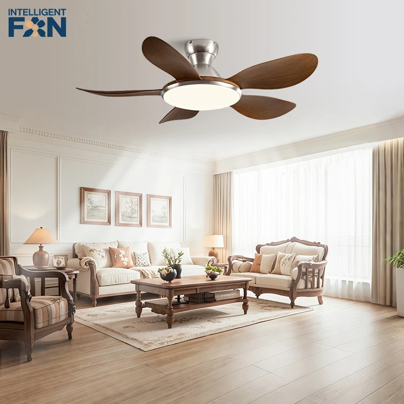 42/52inch 5 Blade Low Floor DC Motor Ceiling Fans With Remote Control and 60W LED Light for Coffee Shop Home Hotel Office