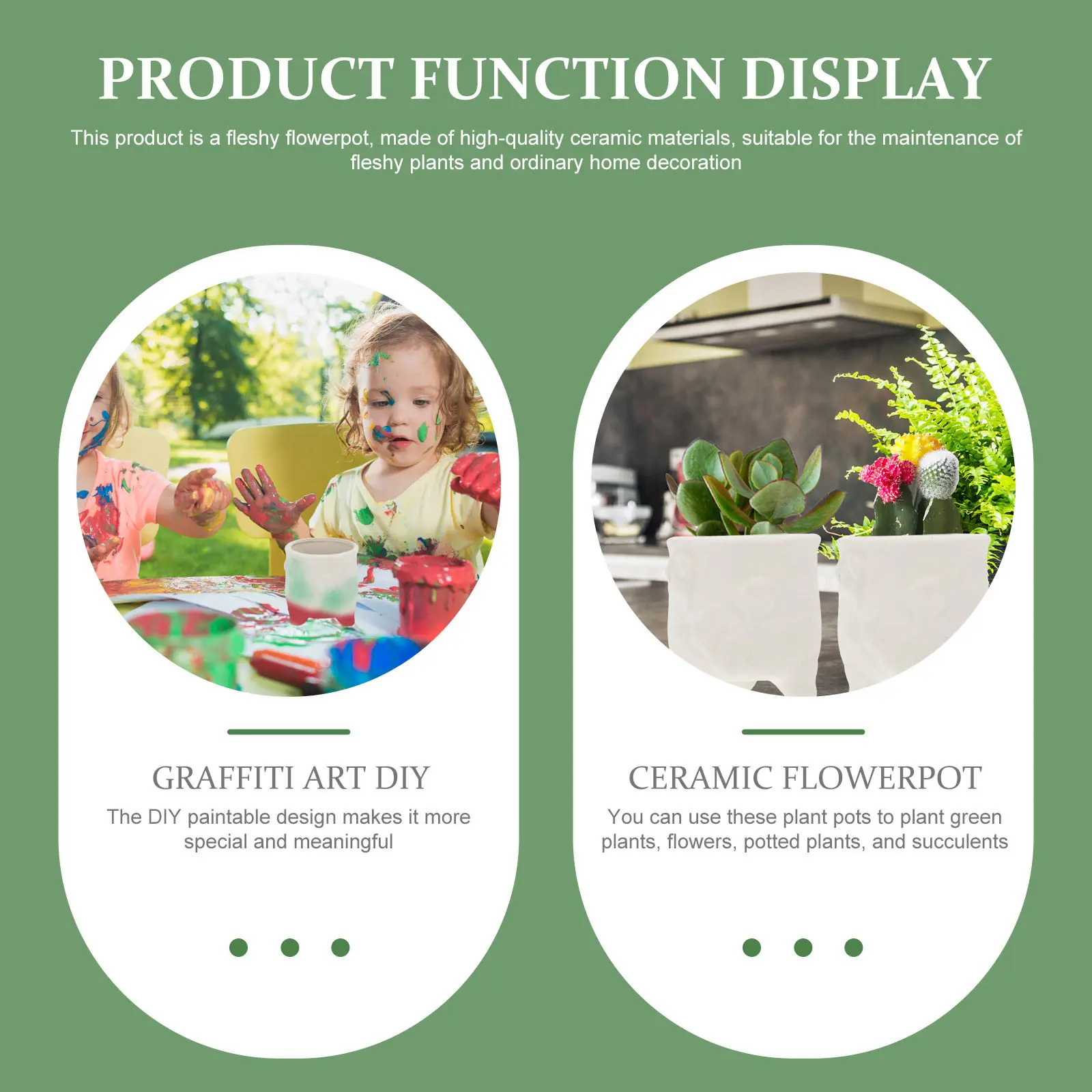 2Pcs DIY Ceramic White Blank Flower Pots Paintable Graffiti Planter for Home Balcony Office Kindergarten Succulent