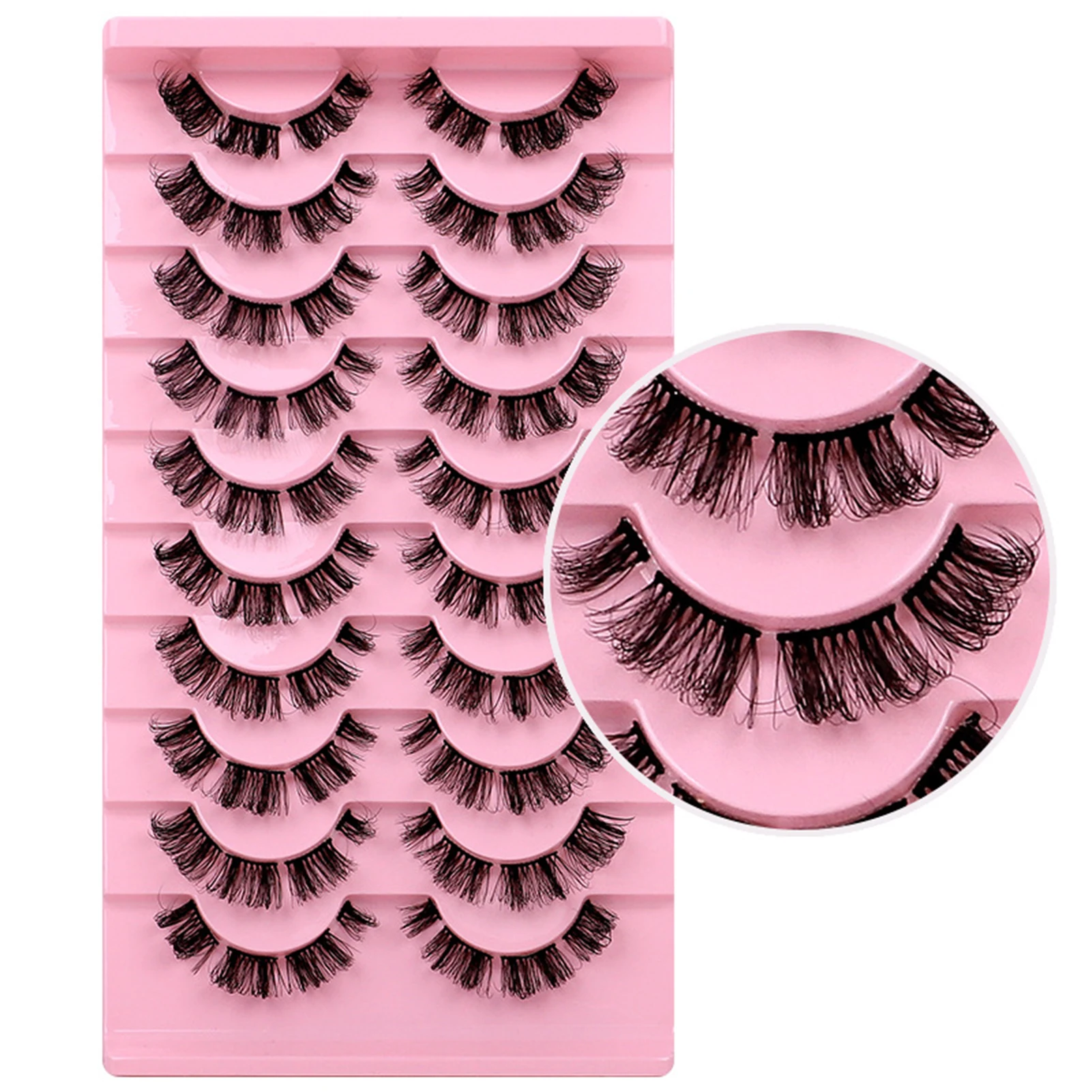 Pestañas postizas de simulación, accesorio de maquillaje de ojos, volumen esponjoso, alargamiento, rizo ruso Premium, 10 pares