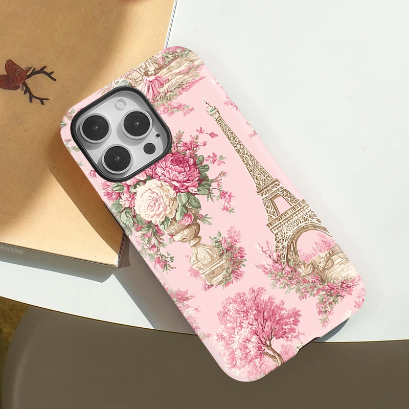 حافظة Fcicicase الفاخرة على شكل زهرة لهاتف آيفون 16 15 14 Plus 13 12 Pro Max 11 لهاتف Magsafe أكريليك من البولي يوريثان الحراري 2 in1 غطاء مغناطيسي مزدوج الطبقة #6