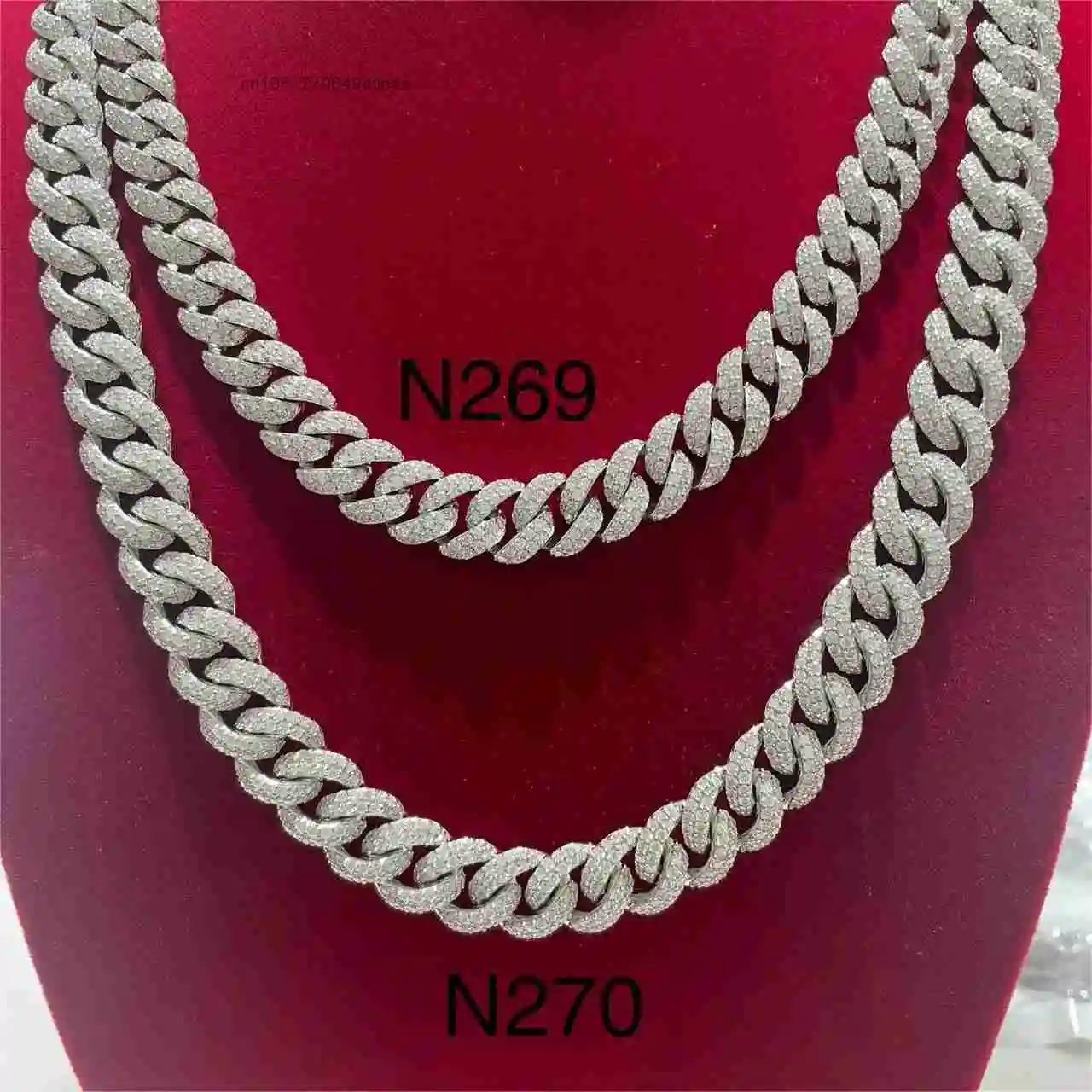Out Iced 8mm Moissanite Necklace 925 Silver 18k Gold Plated Hiphop Jewelry VVS Moissanite Cuban Link Chain..