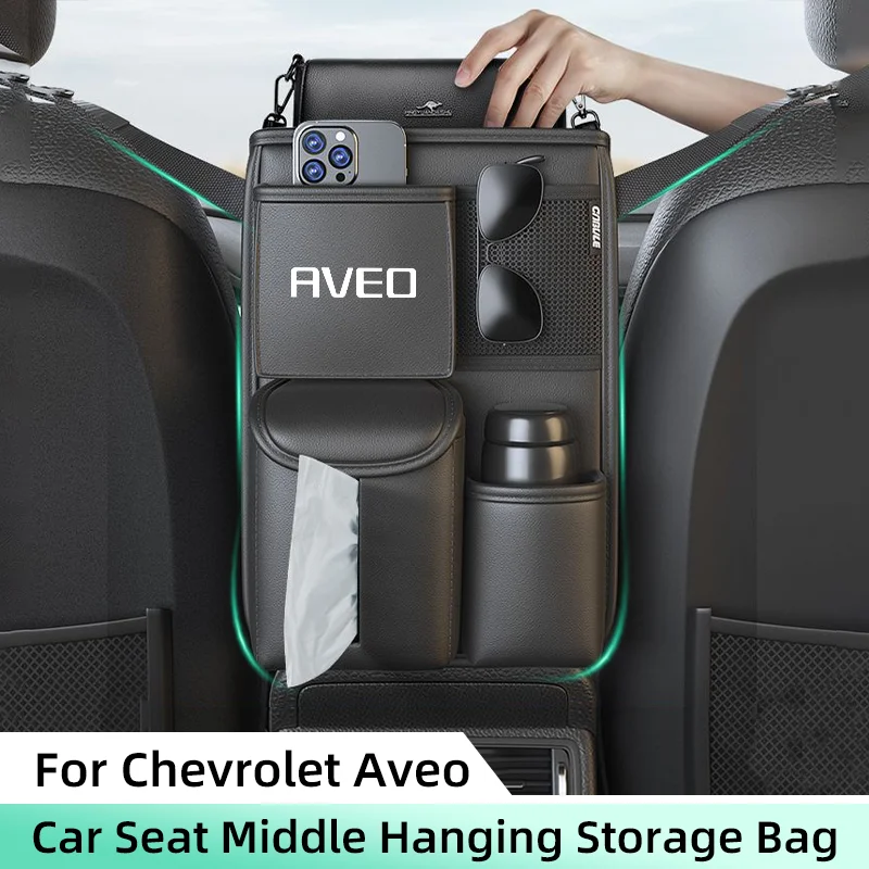 Car Seat Middle Storage Bag For Chevrolet Aveo T200 T250 T300 Car Armrest Hanging Organizer Handbag Holder Pocket Tissue Storage