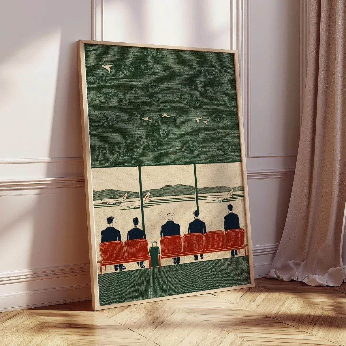 Vintage Airport Lounge Canvas Prints Poster Mid Century Retro Travel Illustration Art Prints Bedroom Wall Art Home Decor Poster